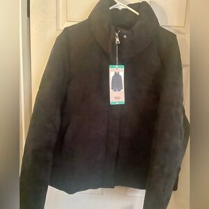 Levi's Women's Corduroy Pockets Full Zip Puffer Jacket, Black, Size XL